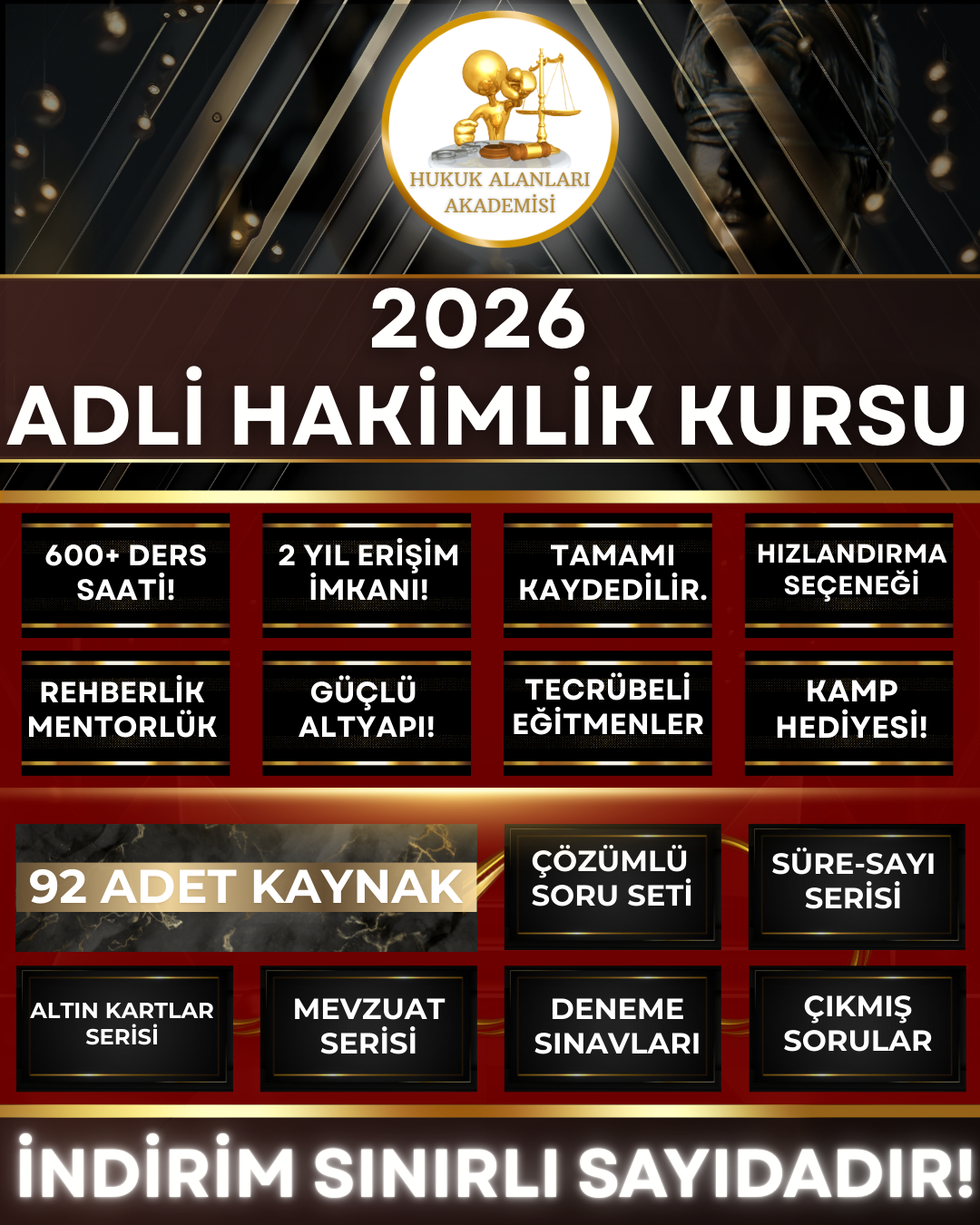 ADLİ HAKİMLİK KURSU (12 TAKSİT İMKANI!) (KAYNAKLI)